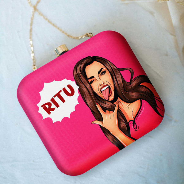 Designers Customized Clutch Bag with Name - Uncommongifts.in